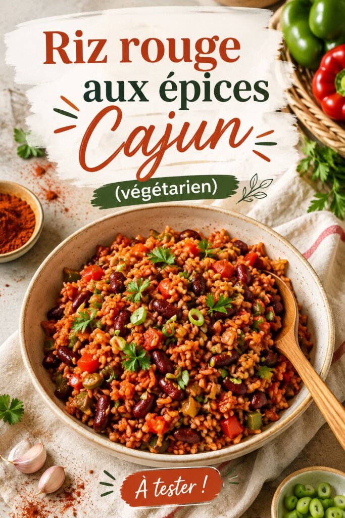Riz rouge aux épices Cajun servi dans une lunchbox enfant