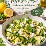Salade de courgette fraîche avec menthe et feta, prête à être servie.