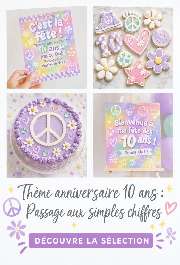 Une fête d'anniversaire colorée et zen pour un enfant de 10 ans avec des décorations apaisantes et des douceurs
