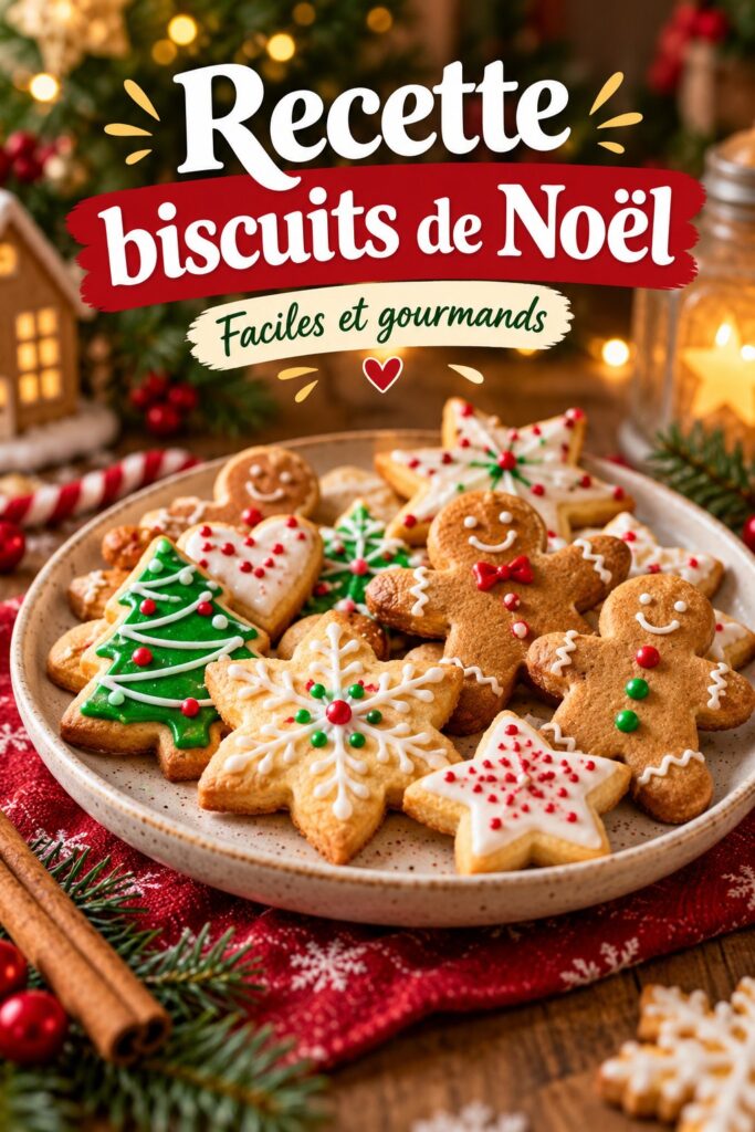 assortiment de biscuits de Noël faits maison sur une table festive