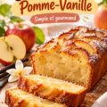 Un délicieux cake fondant à la pomme et vanille présenté sur une table