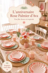 Fête d'anniversaire aux couleurs des palmiers avec décorations tropicales