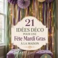 Décoration colorée de Mardi Gras avec des masques et des perles