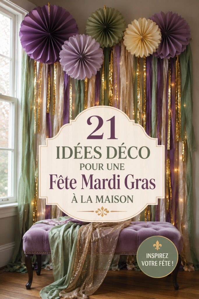 Décoration colorée de Mardi Gras avec des masques et des perles