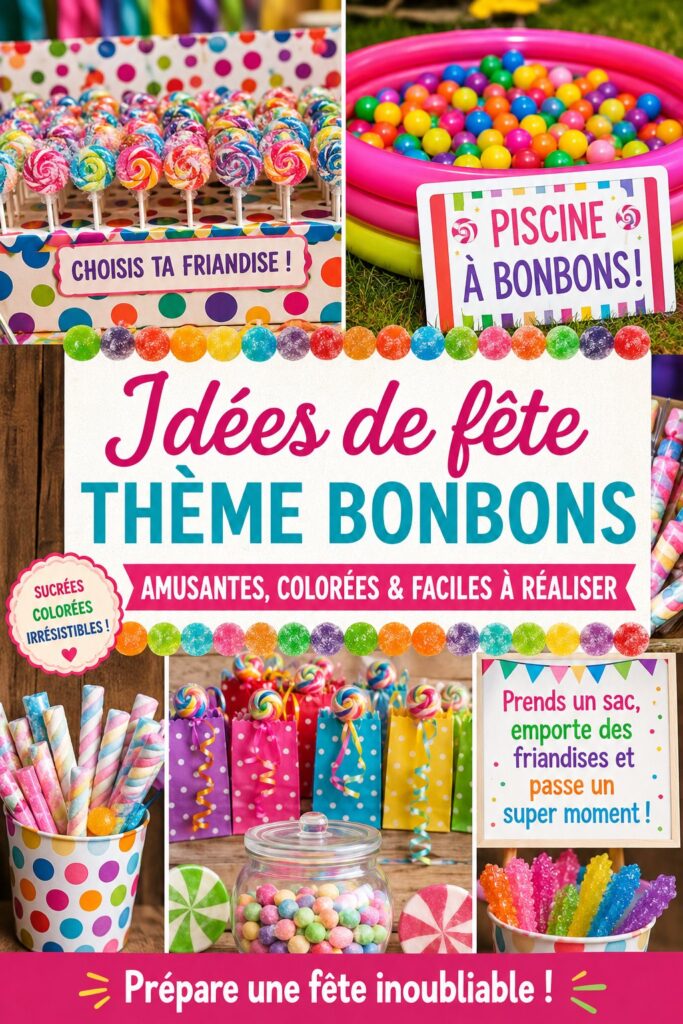 Goûter coloré pour enfants avec des bonbons et biscuits variés.