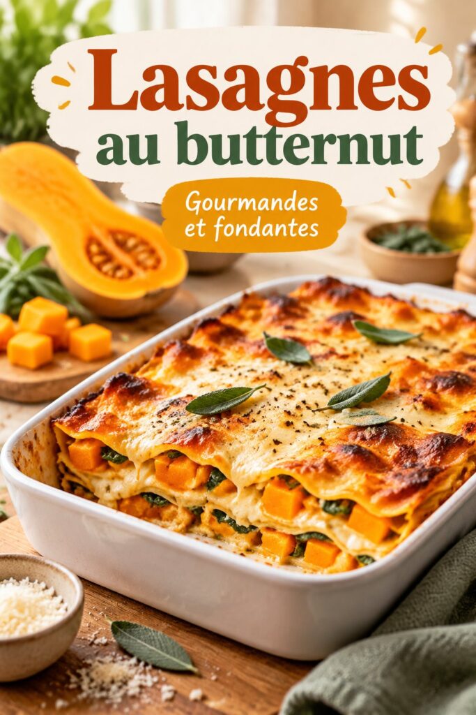 Plat de lasagnes au butternut, joliment présenté, parfait pour les enfants.