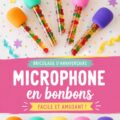 Un anniversaire d'enfant avec des microphones en bonbons colorés sur la table