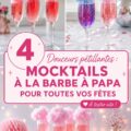 Un ensemble coloré de mocktails à la barbe à papa pour une fête d'enfants.