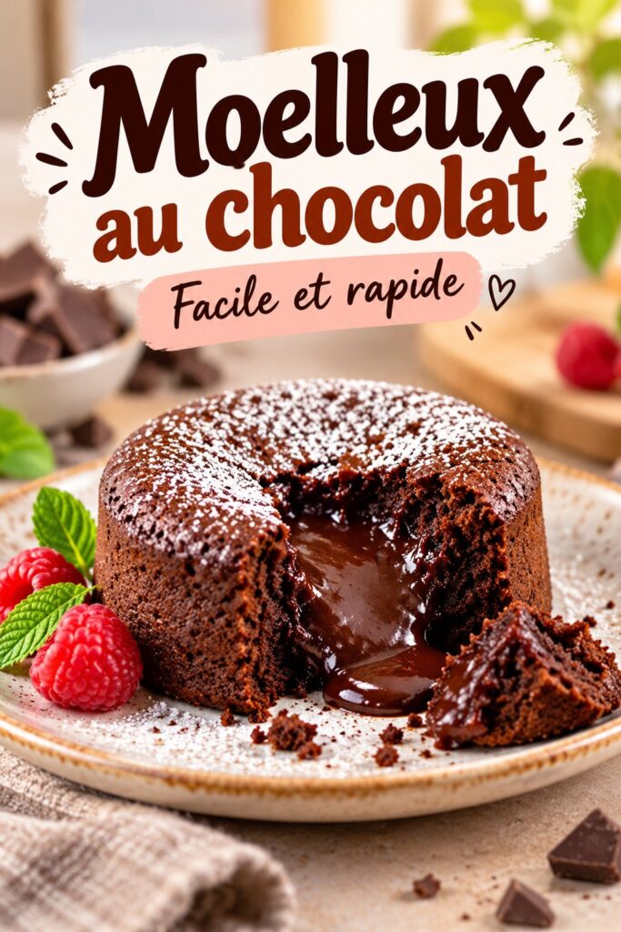 Moelleux au chocolat sur une assiette décorée, parfait pour les enfants.