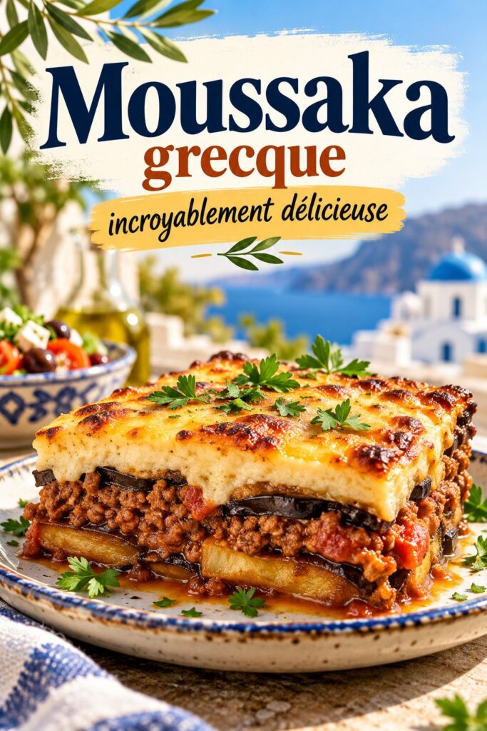 Moussaka grecque savoureuse dans un plat en céramique