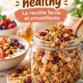 Granola maison croustillant dans un joli bol, idéal pour les lunchboxes