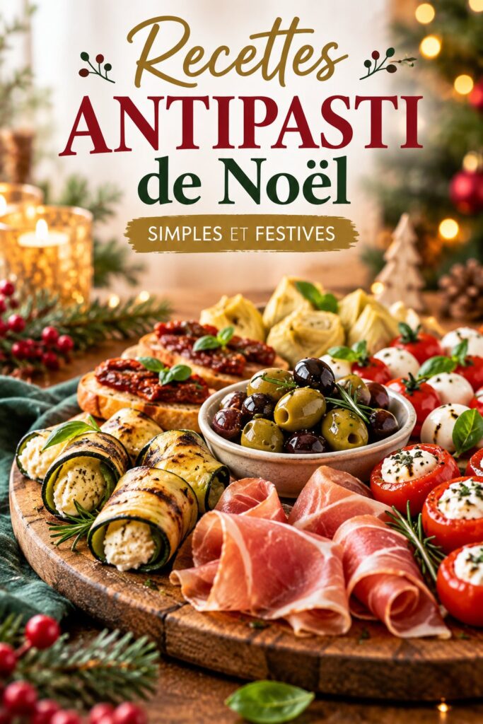 Assortiment coloré d'antipasti de Noël, parfait pour les enfants