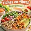 Un assortiment de lunchboxes colorées, garnies de recettes riches en fibres pour les enfants.