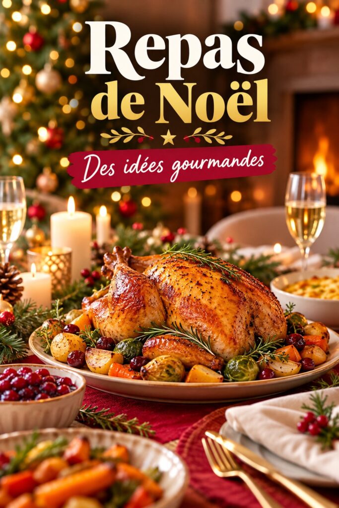 Repas de Noël coloré avec des plats adaptés aux enfants