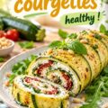 Roulé de courgettes healthy sur une assiette, prêt à être dégusté.