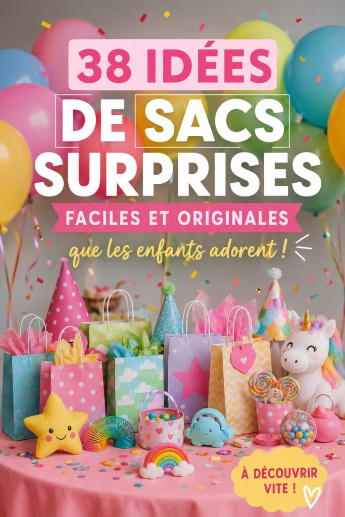 Un ensemble coloré de sacs de loot pour enfants aux motifs amusants, remplis de surprises.